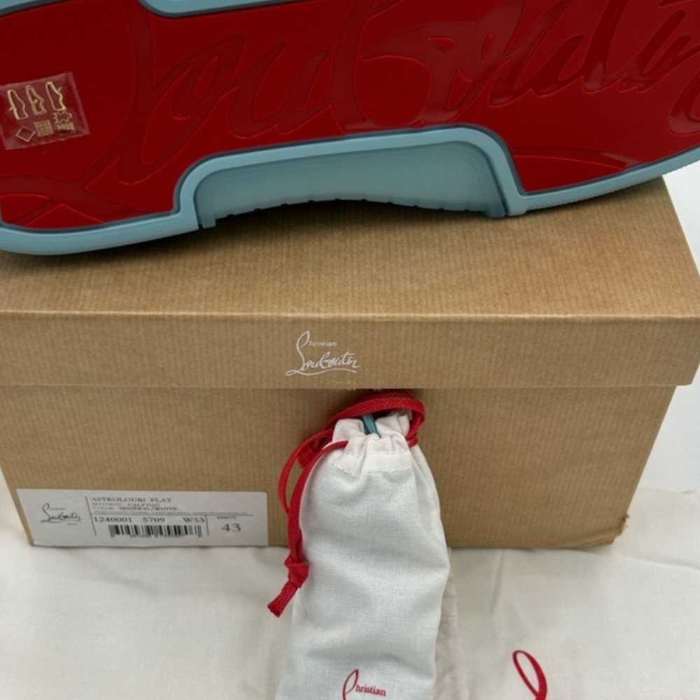 Christian Louboutin Mens Astroloubi leather trim Light Blue and White Sneakers. - Picture 6 of 8